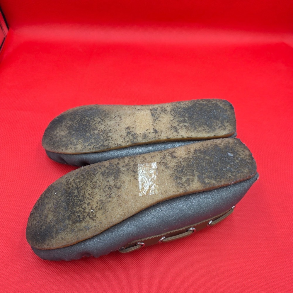 Tory Burch Silver Metallic Gray Fur Lined House Shoes Moccasin Slipper Size 6 - Picture 5 of 7